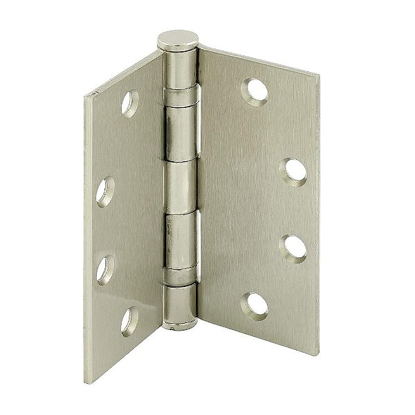 Dobradiça de porta comercial Prime-Line U 1156453, pivô suave com 2 rolamentos de esferas, 4-1/2 pol. x 4-1/2 pol. com cantos quadrados, 4 furos por folha com
