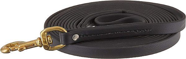 Linha longa Signature K-9 Biothane, 15 pés x 5/8 polegadas, preto.