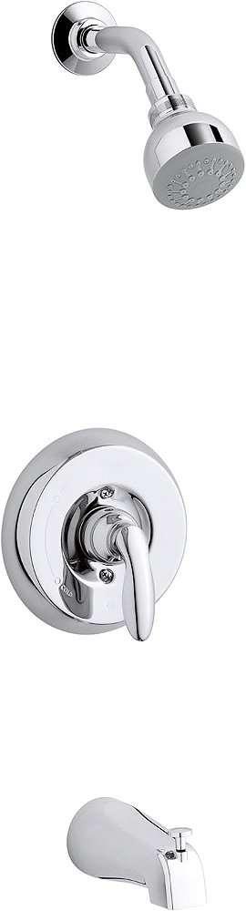 KOHLER TS15601-4SG-CP Coralais(R) Rite-Temp(R) Trim de Válvula de Banheira e Chuveiro com Alavanca, Bico de Encaixe e Chuveiro de 1.75 gpm, Cromado