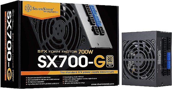 Fonte de Alimentação Totalmente Modular SilverStone Technology SST-SX700-G 700W SFX 80 Plus Gold com Ventilador de 92mm Melhorado e Capacitores Japoneses