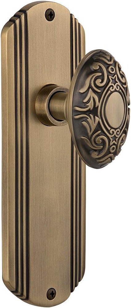 Placa Deco com Puxador Victoriano da Nostalgic Warehouse, Passagem - 2.75, Latão Antigo