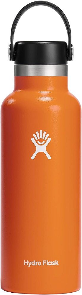 Garrafa de Água de Boca Padrão em Aço Inoxidável Hydro Flask com Tampa Flexível e Isolamento a Vácuo de Parede Dupla