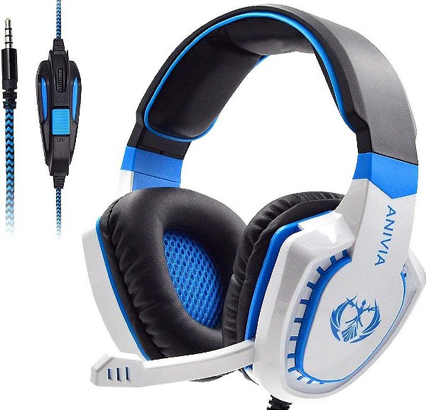 Fone de ouvido com fio Anivia Over Ear com microfone - Fones de ouvido com som surround estéreo, fone de ouvido para jogos com microfone HD, graves, isolamento de ruído, controle de volume para várias plataformas.