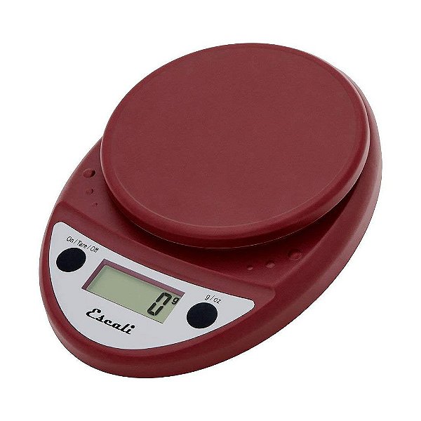 Balança de Alimentos Digital Escali Primo Multifuncional para Cozinha e Padaria para Medição Precisa de Peso e Controle de Porções, 8,5 x 6 x 1,5 polegadas, Vermelho Quente