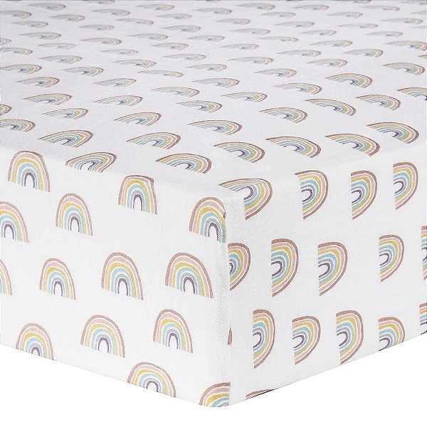 Lençol de berço ajustável de flanela Deluxe Arco-íris Pastel