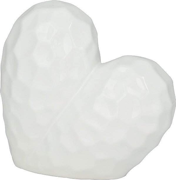 Escultura de Coração de Porcelana Deco 79, 8 x 4 x 8, Branca