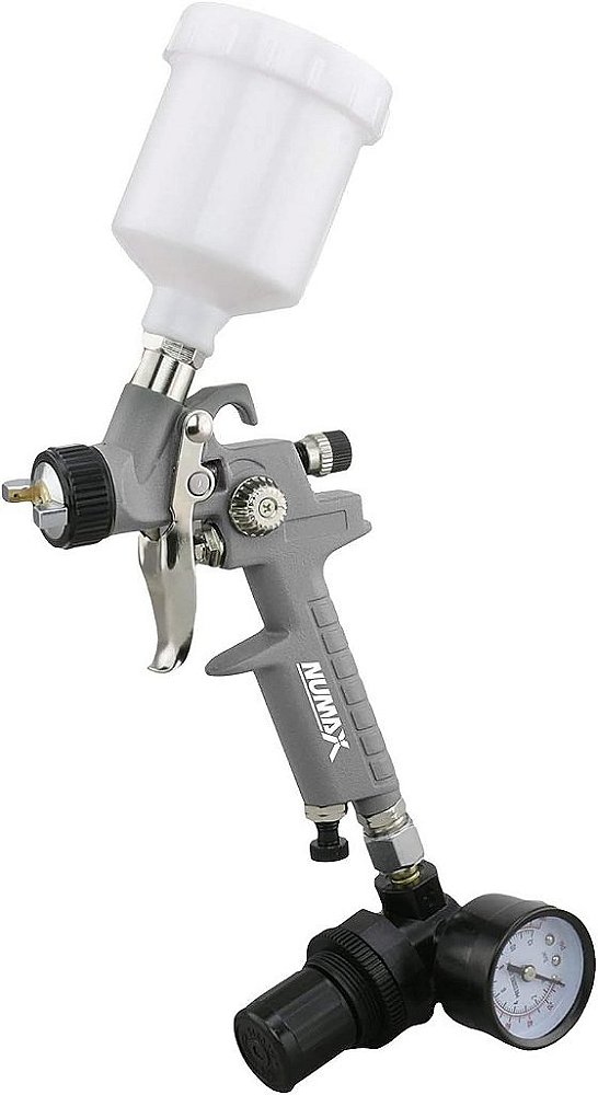 Pistola de pulverização HVLP de alimentação por gravidade mini com ponta de 0,8mm e copo plástico de 125cc NuMax SPS08 Pneumática