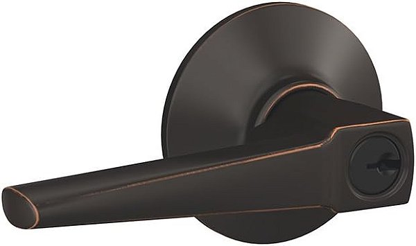 Fechadura de entrada com chave, alavanca Eller com guarnição de Plymouth, bronze envelhecido SCHLAGE F51A ELR 716 PLY