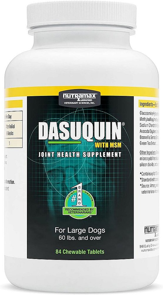 Suplemento para a saúde das articulações Nutramax Dasuquin com MSM para Cães Grandes - Com Glucosamina, MSM, Condroitina, ASU, Extrato de Boswellia Serrata e Extrato de Chá Verde, 84