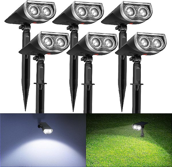 Refletores solares Consciot para área externa, refletores solares à prova d'água IP67, refletores solares 2 em 1 6500K luz do dia, refletores de paisagem crepúsculo