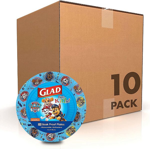 Glad para Crianças Patrulha Canina Pratos de Papel | Pratos Descartáveis Patrulha Canina para Crianças | Pratos de Papel Descartáveis à Prova de Vazamento e Micro-ondas para Todas as Ocasi
