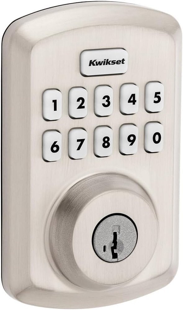 Fechadura Eletrônica SmartCode Powerbolt 2 Transitional 9250TRS-15S Kwikset com SmartKey, Trinco RCAL e Batente RCS, Acabamento em Níquel Acetinado.