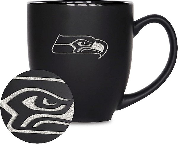 Caneca Bistrô Fosca 15oz NFL Football da Rico Industries - Para Bebidas Quentes ou Frias - Logo da Equipe Gravado para Sensação Única