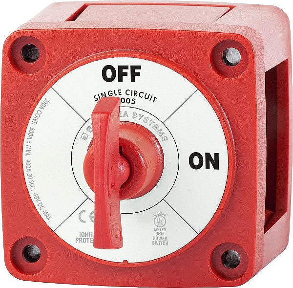 Interruptor de bateria Blue Sea Systems 6005 série m ON/OFF com chave, vermelho