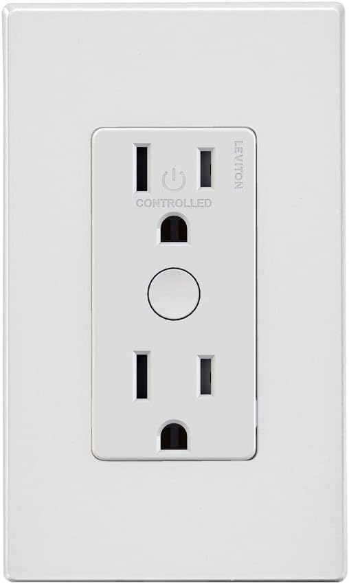 Tomada Inteligente Leviton ZW15R-1BW Decora com Tecnologia Z-Wave, 1 unidade, Branco