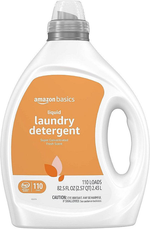 Detergente Líquido Concentrado para Roupas Amazon Basics, Fragrância Fresca, 110 Contagens, 82,5 Oz Líquidos (Anteriormente Solimo)