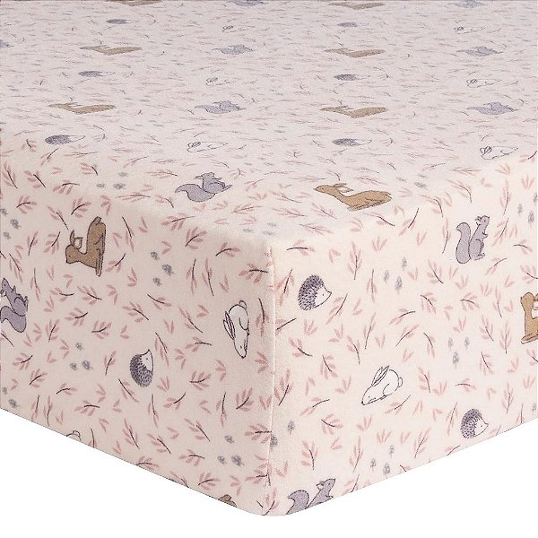 Trend Lab Autumn Forest Deluxe Lençol de Berço com Elástico de Flanela, Pêssego