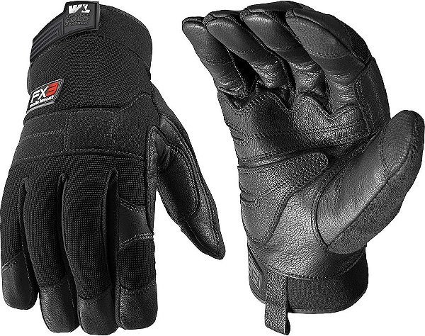 Luvas de trabalho de inverno Wells Lamont FX3 Men's HydraHyde Leather Palm, Extra Grande (7854XL), Preto