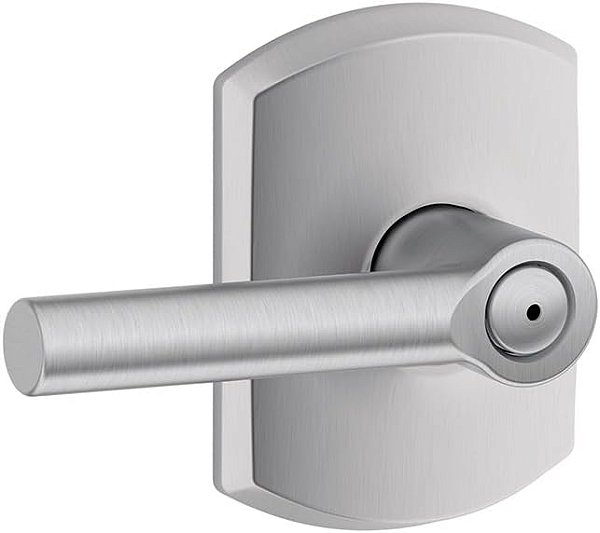 SCHLAGE F40 BRW 626 GRW Coleção Greenwich Broadway Maçaneta para Cama e Banho, Cromado Acetinado