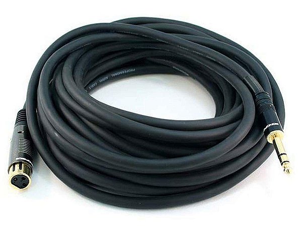 Cabo Monoprice 104773 Série Premier XLR Fêmea para 1/4 de Polegada TRS Macho 16AWG Preto de 35 pés