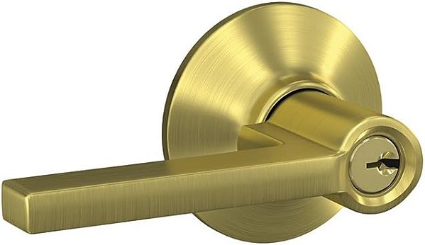 Maçaneta Latitude com Trava de Entrada com Chave com Acabamento de Latão Polido - SCHLAGE F51A LAT 608 PLY