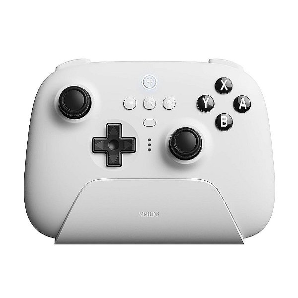 Controlador Bluetooth Ultimate 8Bitdo com Base de Carregamento, Controle Pro sem Fio com Joystick de Sensor de Efeito Hall, Compatível com Switch, Windows e Steam Deck (Branco)