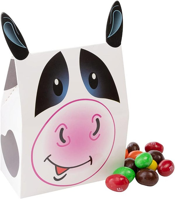 Embalagens de festa de animais da fazenda Restaurantware Pastry Tek 4 x 2 x 5 polegadas, 100 sacolas de festa de celeiro de vaca - Fechamento de aba, Enviado desmontado, Sacolas de doc