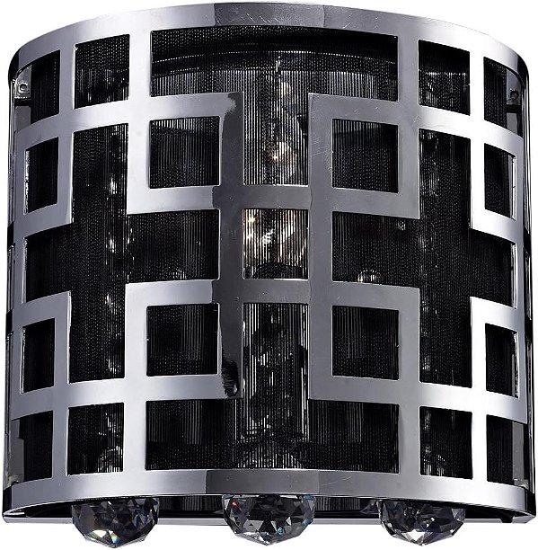 Luminária de vaidade de cristal Z-Lite 839CH-1S Mirach com uma luz, estrutura de metal, acabamento cromado e abajur de corda de cristal Plus de material de corda de cristal Plus.