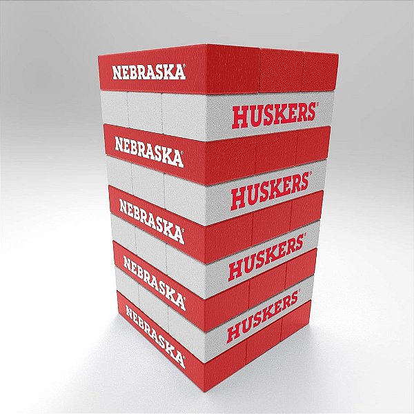 Torre de Viagem em Miniatura da Equipe de Viagem da NCAA Nebraska Cornhuskers - Jogo de Empilhamento de Madeira da Rico Industries