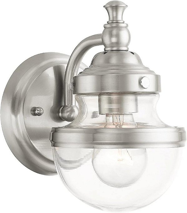 Iluminação Livex 17411-91 1 Luz Aplique de Parede Niquelado Escovado