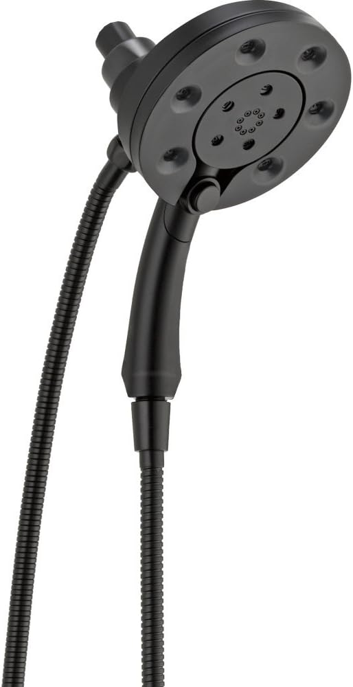 Chuveiro duplo de 2 em 1 com 4 modos de spray da Delta Faucet com jato manual, cabeça de chuveiro preta H2Okinetic com mangueira, cabeças de chuveiro, chuveiros manuais, enca