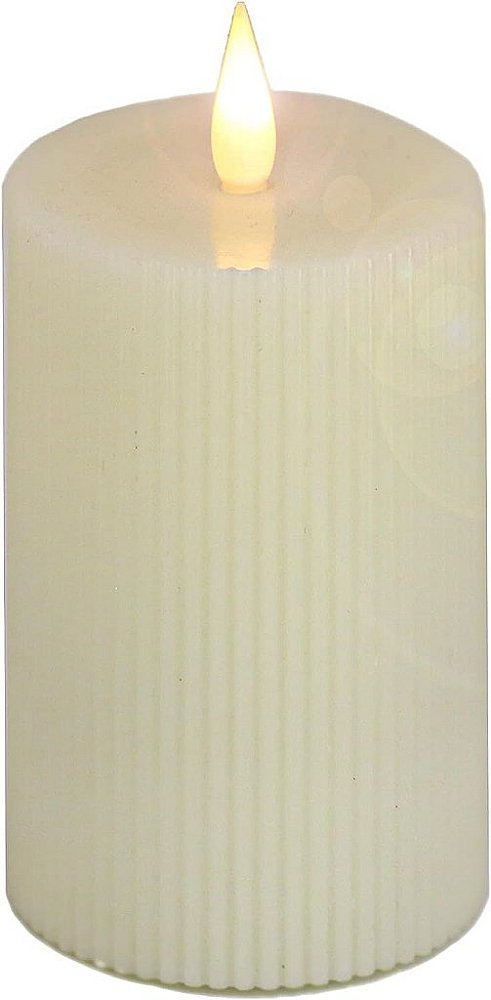 Coleção HGTV para Casa - Vela sem Chama com Movimento Real e Controle Remoto, em Marfim com Luzes de LED Branco Quente, Alimentada por Bateria, 7 polegadas.
