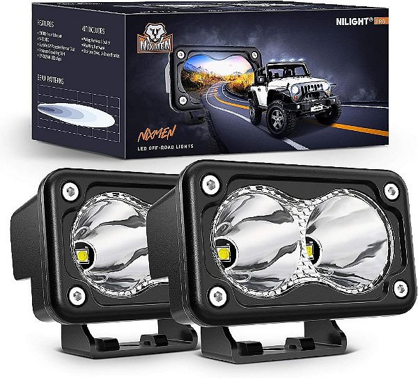 Luzes de LED para motocicleta Nilight 2PCS 3 Polegadas 1300LM com EMC Integrado Luz de Condução Super Spotlight Luz de Neblina Offroad Luz Auxiliar para Motocicleta SUV ATV Caminhão Barco Trator Emp