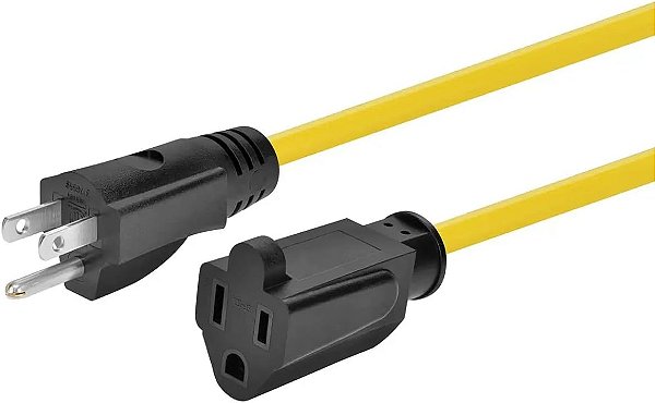 Cabo de Extensão Externo Monoprice - NEMA 5-15P para NEMA 5-15R, 15 Amp, SJTW, 14AWG, 25 Pés, Amarelo