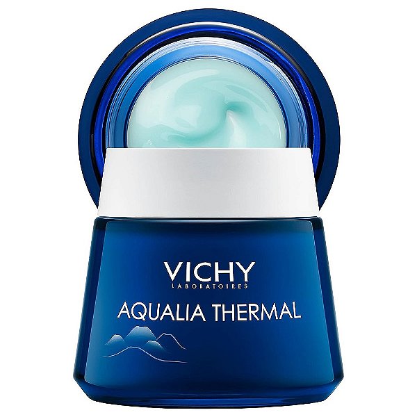 Creme Noturno e Máscara Facial de Spa Vichy Aqualia Thermal com Ácido Hialurônico, Hidratante para Rosto e Pescoço, Creme Noturno Hidratante Anti-Rugas, Leve Fragrância,