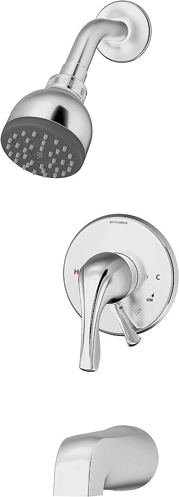 Symmons S-9602-PLR-B-1.5-TRM Origens Único Punho 1-Spray Banheira e Chuveiro Torneira Acabamento em Cromo Polido - 1.5 GPM (Válvula não