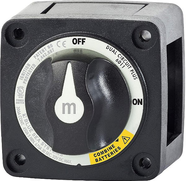 Sistema Blue Sea Systems 6011200 m-Series Battery Switch Dual CircuitPlus, Preto