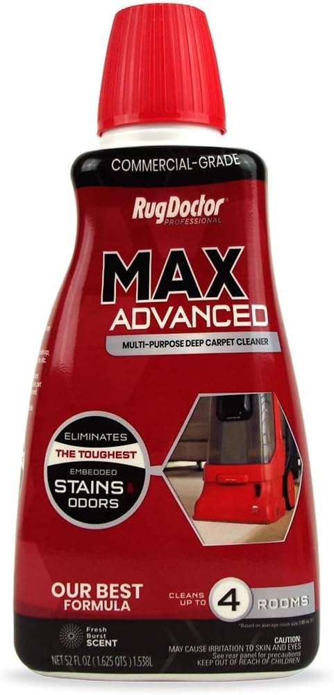 Limpa-tapetes profissional multiuso Rug Doctor MAX Advanced, 52 oz., Remove as mais difíceis manchas e odores impregnados de tapetes, carpetes e estofados.