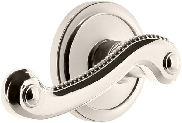 Roseta Circular de Passagem Grandeur 820072 com Alavanca Newport em Níquel Polido, 2.75 para Lado Direito
