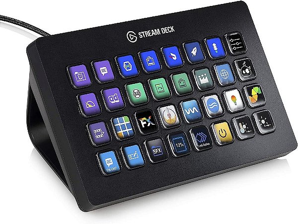 Elgato Stream Deck XL - Controlador Avançado de Estúdio, 32 teclas macro, acionamento de ações em aplicativos e software como OBS, Twitch, YouTube e mais, compatível com Mac e PC.