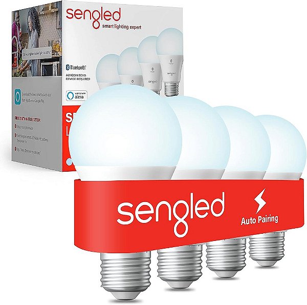 Lâmpada Inteligente Sengled Alexa, Emparelhamento Automático com Dispositivos Alexa, Lâmpadas Inteligentes que Funcionam com Alexa, Iluminação Inteligente Bluetooth Mesh para Casa Inteligente, Luz do Dia 5000K