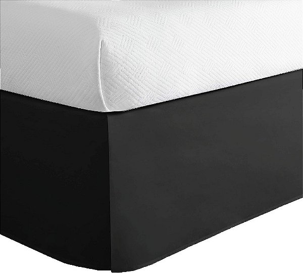 Saia de cama luxuosa de microfibra para Hotel com estilo clássico e queda de 14 polegadas, Queen, preta.