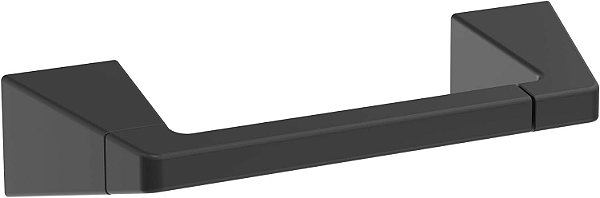 Amerock BH36001MB | Suporte de papel higiênico de poste duplo giratório fosco preto | 9-5/16 pol. (237 mm) Suporte de papel higiênico | Blackrock | Suporte de papel higiênico para