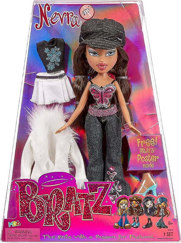 Boneca de Moda Original Bratz Nevra com 2 Roupas e Pôster
