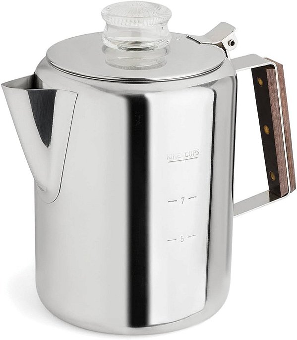Cafeteira de Percolação de Café de Fogão em Aço Inoxidável de Rápido Preparo Fox Run de 9 xícaras
