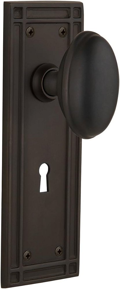 Placa Missão Nostálgica com Furo para Chave e Maçaneta Homestead, Passagem - 2.75, Bronze Envelhecido