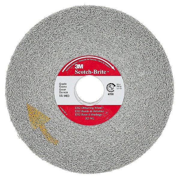Roda de desbaste Cubitron II Scotch-Brite EXL - 8S - Carbeto de silício de grão fino - Roda de desbaste, acabamento e polimento de metal - Convoluta - 6' x 1' x 1'