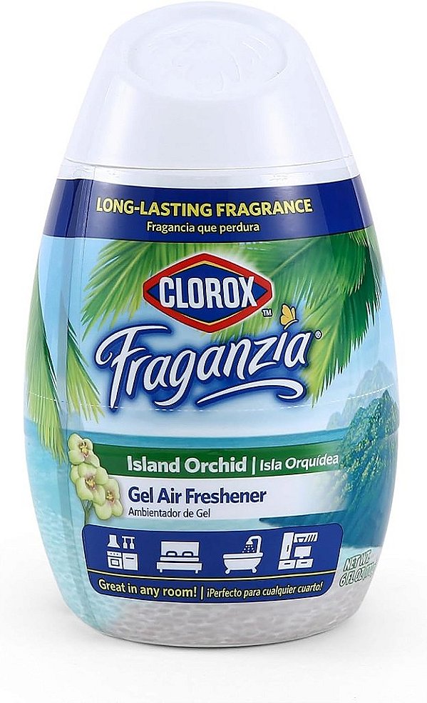 Clorox Fraganzia Gel Ambientador Cone em Fragrância de Orquídea da Ilha, 6oz | Ambientador sem plugue, sem bateria para pequenos ambientes, closets, cozinhas, banheiros, escritórios e mais