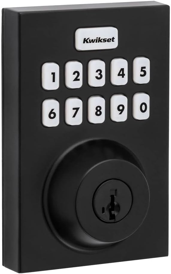 Trava inteligente conectada Kwikset Home Connect 620 Keypad com tecnologia Z-Wave e segurança SmartKey em preto fosco