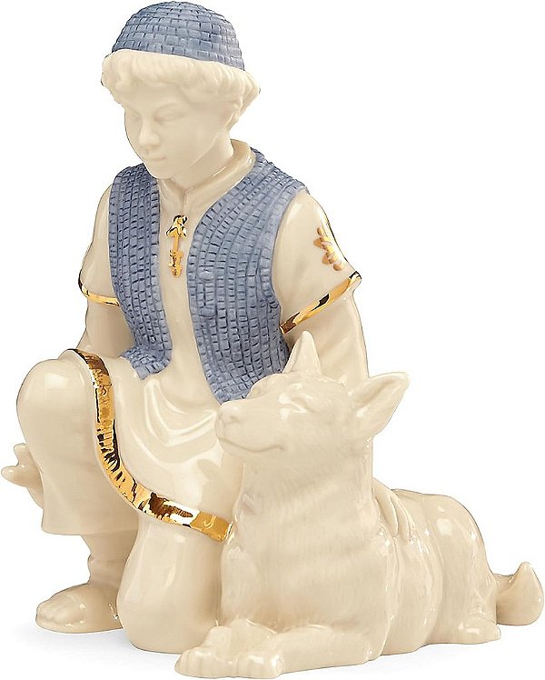 Lenox 853743 Primeira Bênção Natividade Pastor e Figura de Cachorro